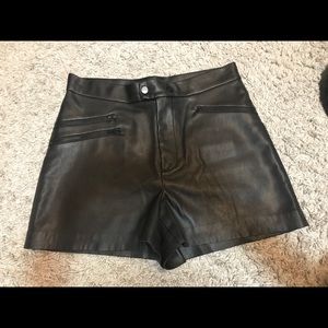 Black leather short